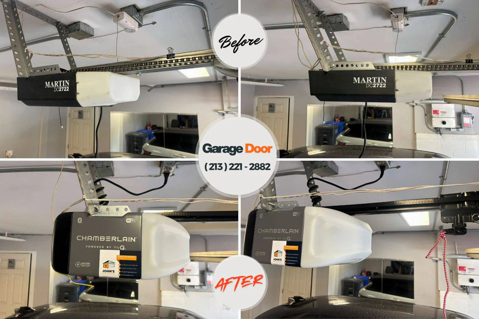 Before and after: garage door installation Caddo Mills, TX
